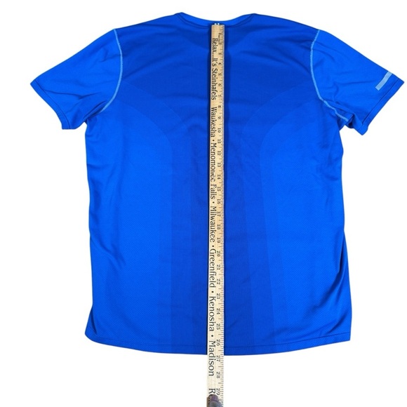 Nike T Shirt  Mens Large Running Crew Neck Swoosh Logo Blue Perforated - Picture 12 of 13